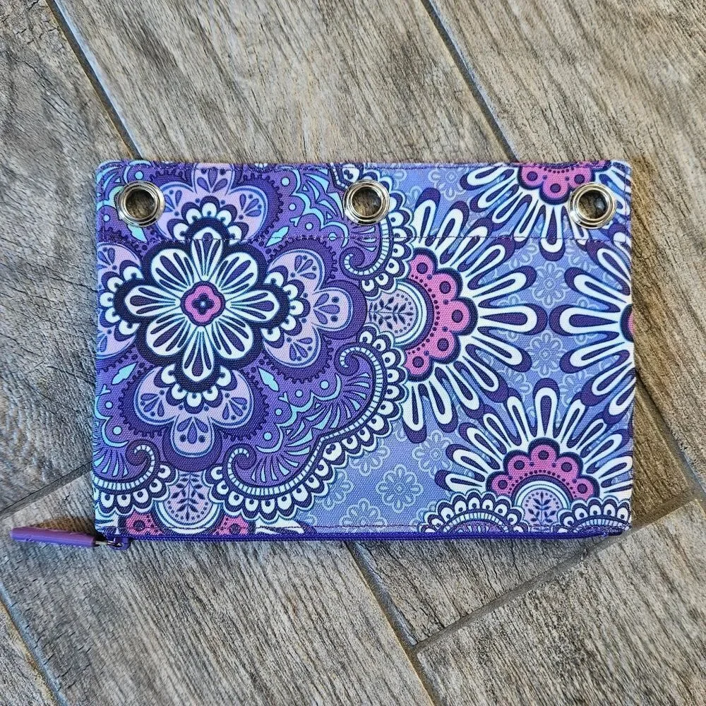 NWOT Vera Bradley Purple 3 Ring Binder Zipper Pouch Bag